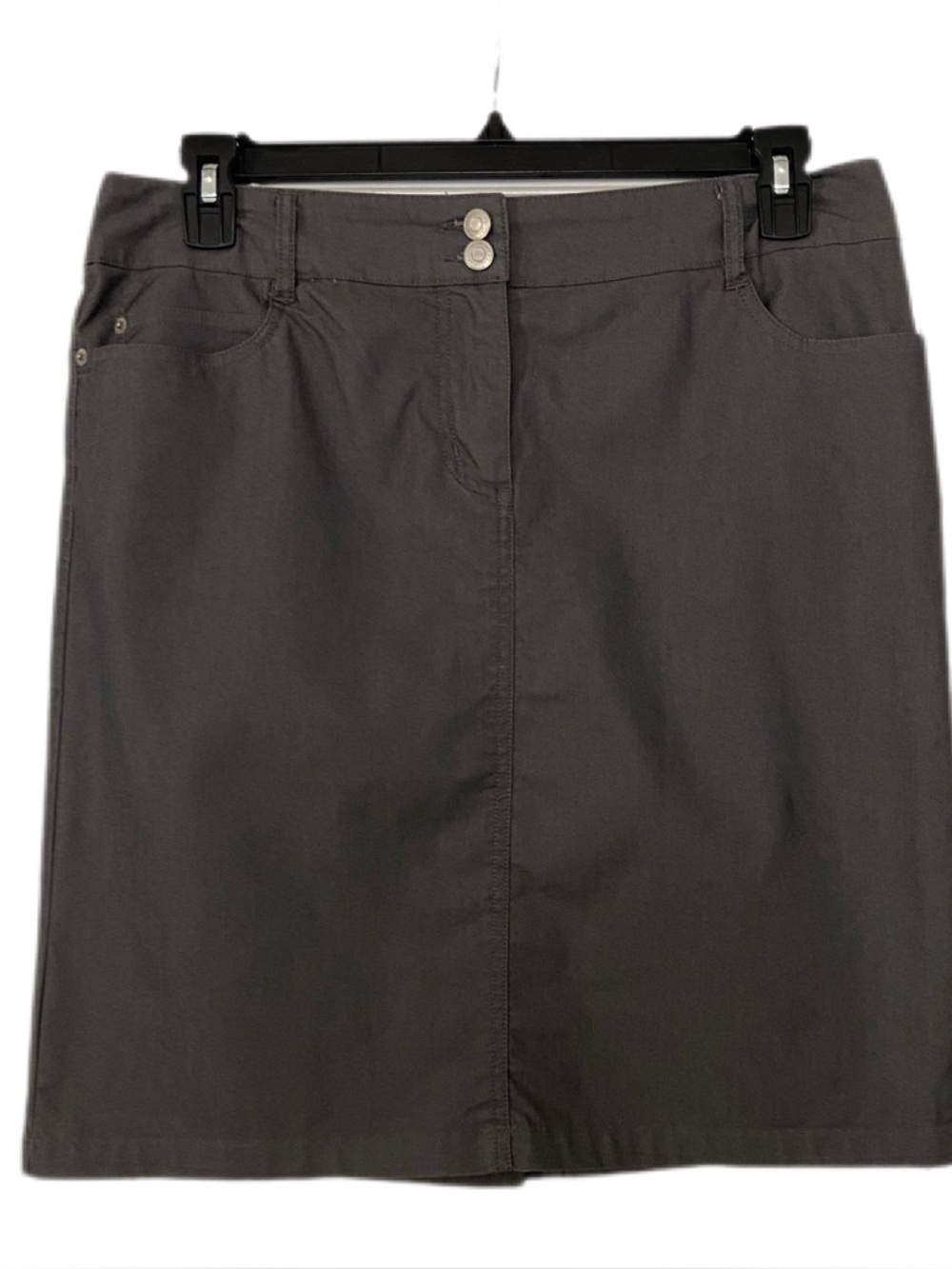 Boston Design Studio Charcoal Gray Pencil Skirt with Front Button Waist Size 12